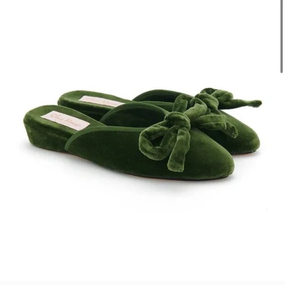 Olivia Morris at Home Daphne Green Velvet Slippers sz. EU 38 / US 7 - Picture 3 of 5